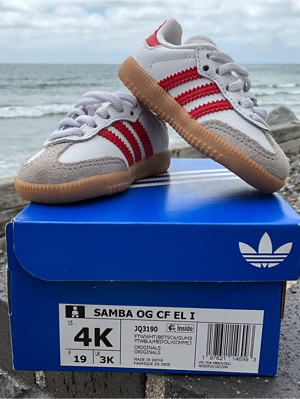 Adidas Samba Original OG White Red with Gum Sole Sneakers Size 4